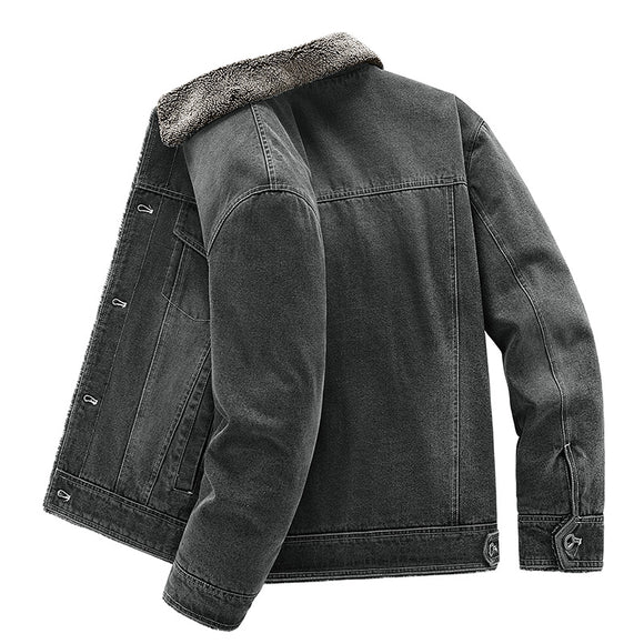 Sudadera de Mezclilla Forrada en Polar - Abrigo Grueso y Cálido para Hombre