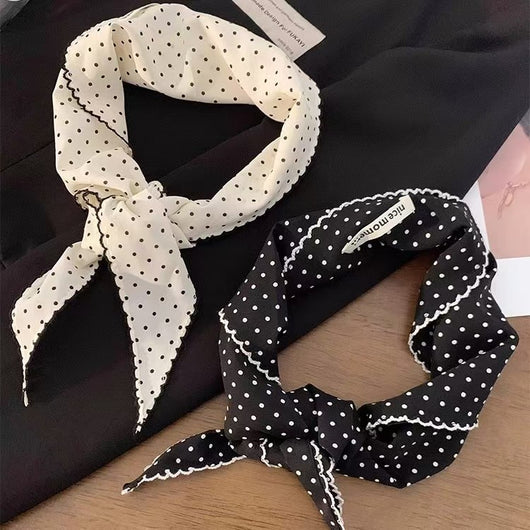 Pañuelo Triangular Coreano con Lunares, Diseño Anudado y Encaje para Cintura - Image 20