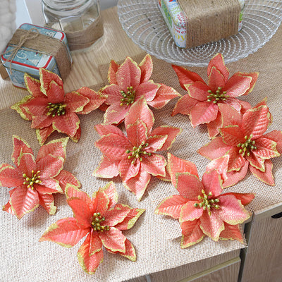 Flor Navideña Dorada de 13cm con Tres Capas - Image 10