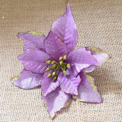 Flor Navideña Dorada de 13cm con Tres Capas - Image 7