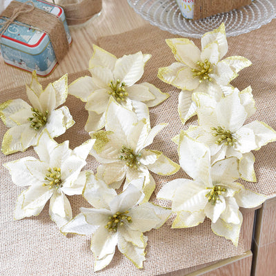 Flor Navideña Dorada de 13cm con Tres Capas - Image 12