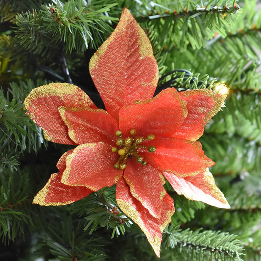 Flor Navideña Dorada de 13cm con Tres Capas - Image 2