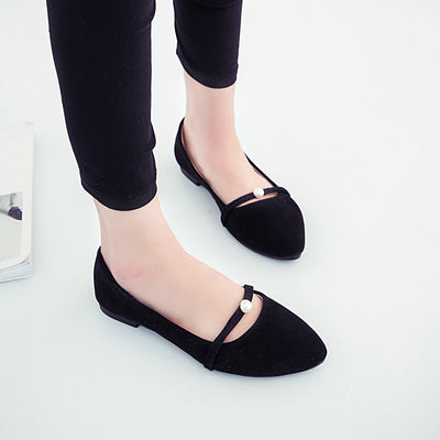 Bailarinas Puntiagudas con Detalle Perla - Zapatos Slip-on de Ante - Image 6