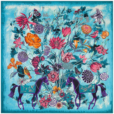 Pañuelo de Seda Estampado Floral Grande con Protección Solar - Image 28