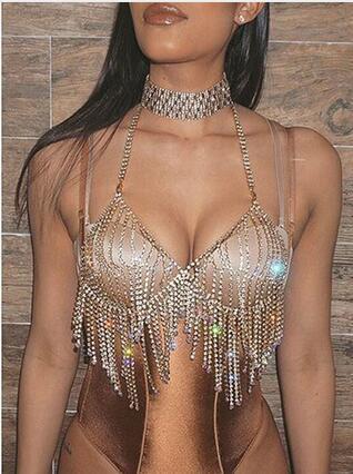 Bikini con Cadena de Cristales y Flecos - Image 2