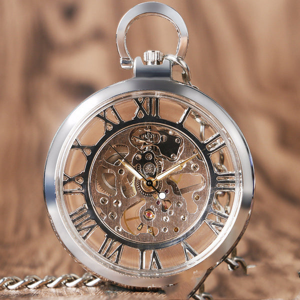 Reloj de Bolsillo Mecánico con Diseño Hueco Estilo Romano