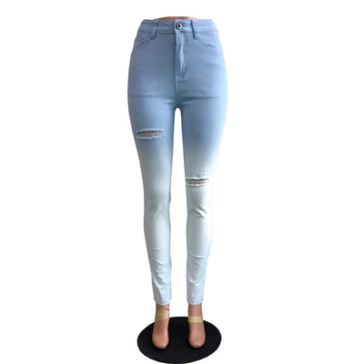 Jeans Rotos Degradado Azul y Blanco - Image 2