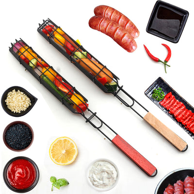 Pinza para Carnes con Mango de Madera y Malla - Herramienta BBQ Profesional
