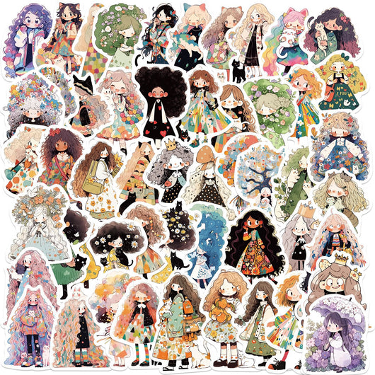 50 JDM car stickers featuring various modified racing and cartoon graffiti designs of sports cars and sedans. - Image 2