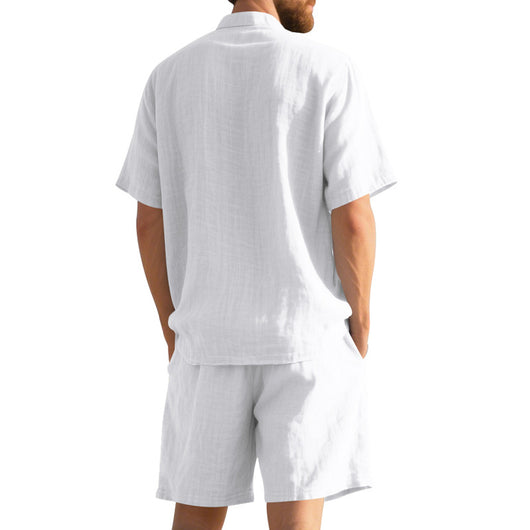Traje de Lino Americano para Hombre - Dos Piezas Cuello Mao Playa Verano - Image 19