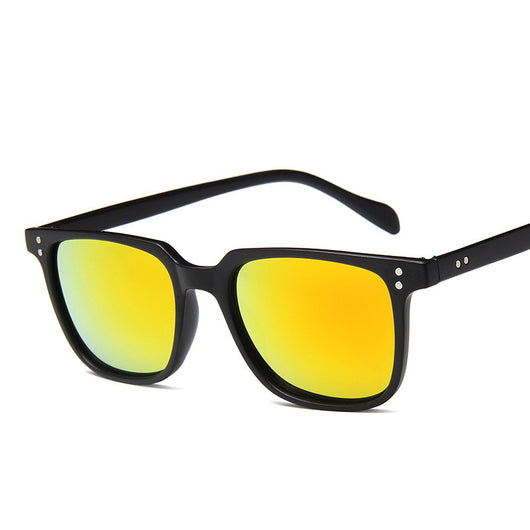 Classic retro midin sunglasses with a black and white striped frame and dark square lenses. - Image 11