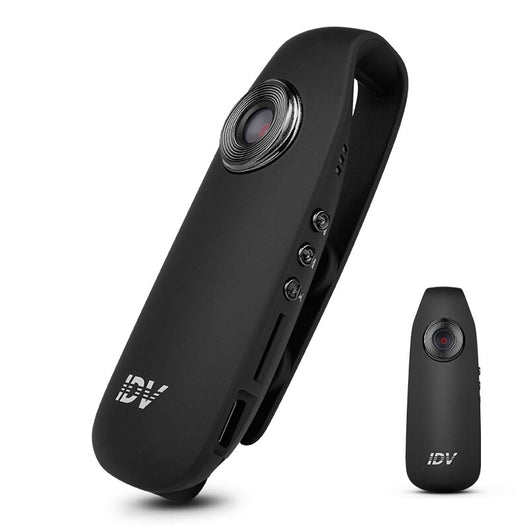Two black clip-on outdoor camera recorders with a silver lens ring and side controls on a white background. - Image 5