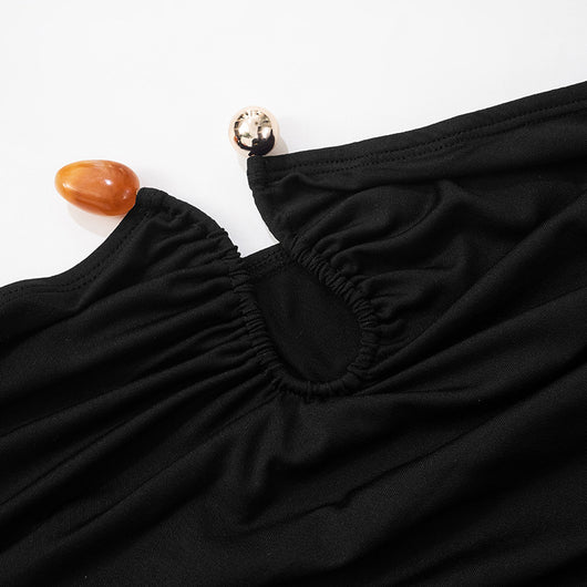 Blusa Escotada sin Espalda con Pliegues y Detalles en Ágata - Image 20