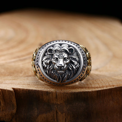 Anillo de Plata 925 León Vintage Desgastado