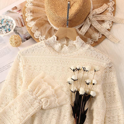 Blusa Cuello Alto con Encaje y Malla Aterciopelada Plus - Image 3