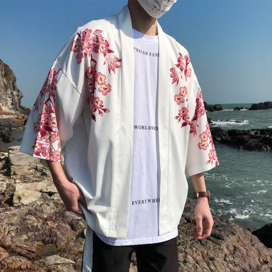 Cardigan Suelto de Protección Solar con Mangas 3/4 para Hombre