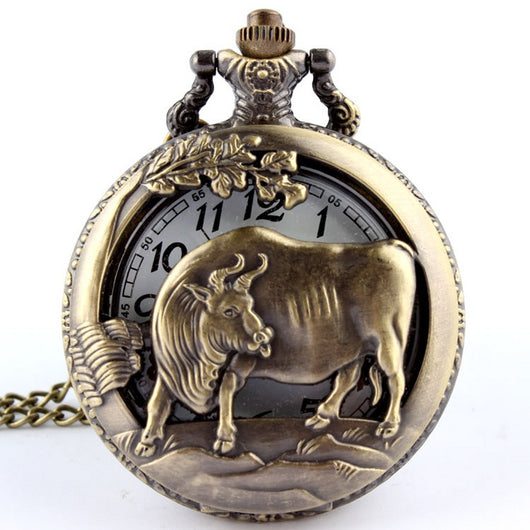 Reloj de Bolsillo Vintage con Cadena de Animales - Image 9