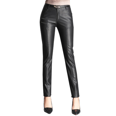 Pantalones de Cuero Slim Versátiles y Elegantes para Mujer - Image 6