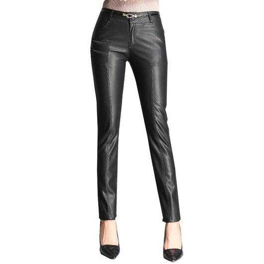 Pantalones de Cuero Slim Versátiles y Elegantes para Mujer - Image 6