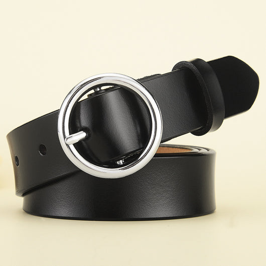 Cinturón de Cuero para Mujer con Hebilla Redonda Versátil - Image 8