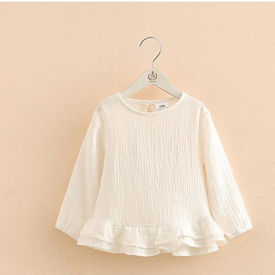 Blusa Infantil de Algodón y Lino con Volantes y Mangas Largas - Image 5