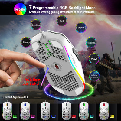 Ratón Gaming Ligero con Diseño Hexagonal Perforado - Image 18