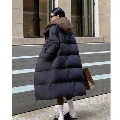 Abrigo Largo Impermeable con Capucha y Relleno de Plumón de Pato para Mujer - Image 5