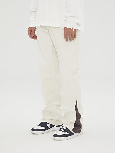 Pantalones Cargo Rectos en Cuero y Tela Twill - Image 8