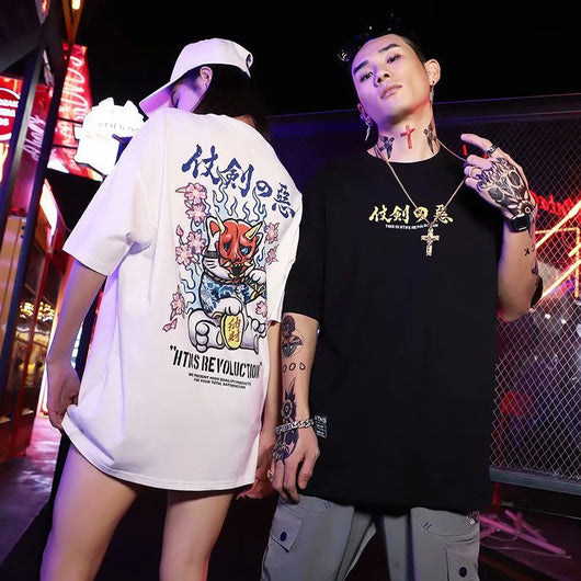 Camiseta Hip Hop Suelta Verano Unisex Estilo León Despierto - Outfit de Pareja - Image 13