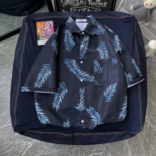 Camisa Suelta Estampada de Manga Corta para Hombre - Image 32