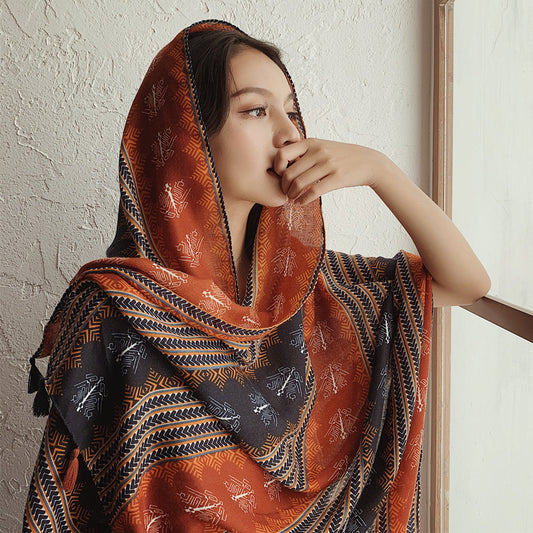 Rebozo Étnico Oversized Protector Solar Dual-uso Versátil - Image 2