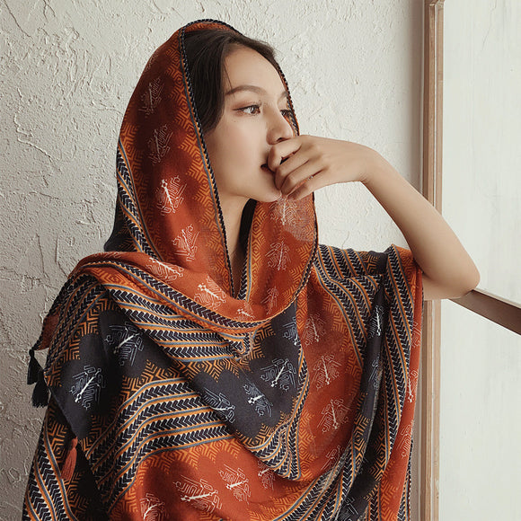 Rebozo Étnico Oversized Protector Solar Dual-uso Versátil