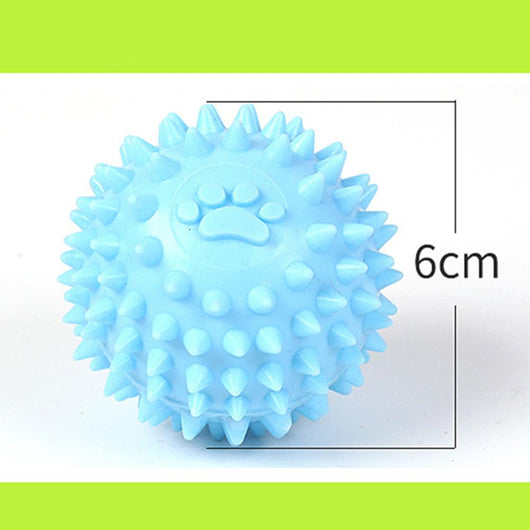 Yellow spiky pet toy ball with a paw print design, made from TPR for interactive play and molars. - Image 4