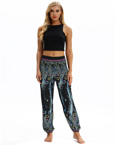 Pantalones Harem Estampados Digitales con Cintura Elástica Suelta - Image 26