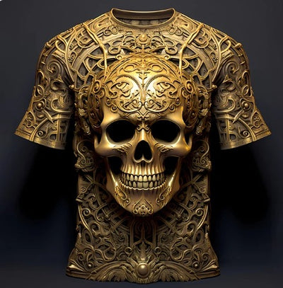Playera Hip Hop 3D Calavera Estampado Europeo Tendencia Urbana - Image 23