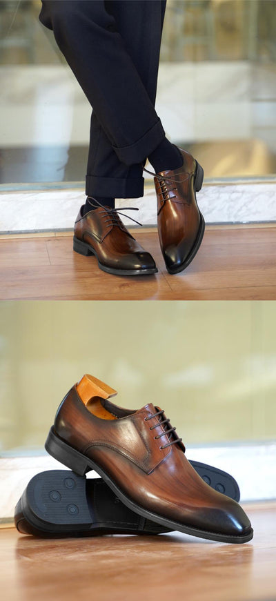 Zapatos de Cuero Vintage con Punta Cuadrada para Hombre - Image 12