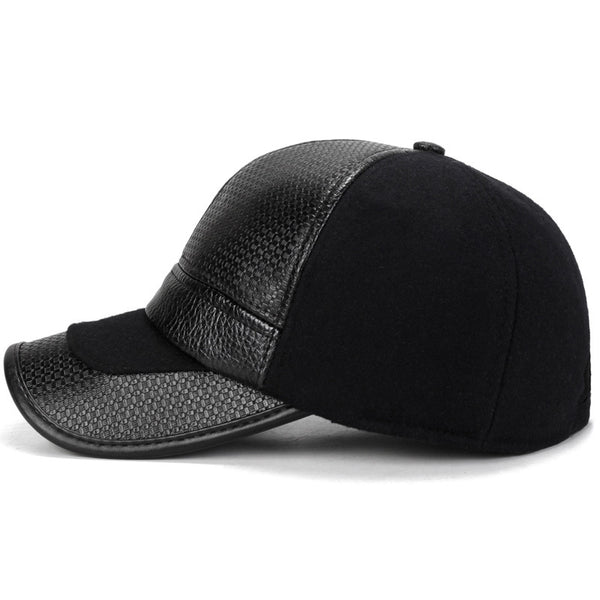 Gorra de Béisbol en Cuero PU Acolchada y Térmica para Hombre