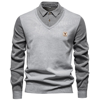 Camisa Térmica Hombre Manga Larga Efecto Doble Tela con Rayas y Forro Polar - Image 3