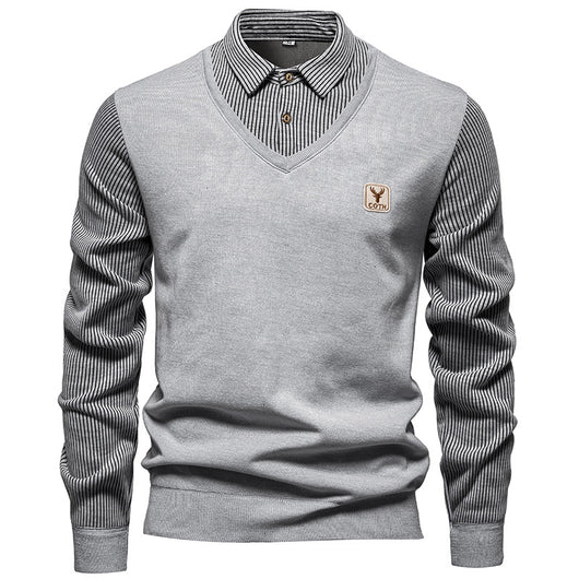 Camisa Térmica Hombre Manga Larga Efecto Doble Tela con Rayas y Forro Polar - Image 3