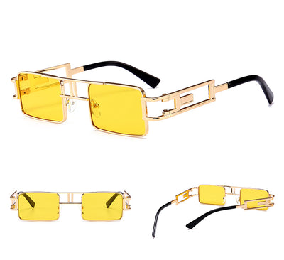 Gafas de Sol Rectangulares Steampunk Metal - Marco Dorado, Negro y Rojo - Image 7