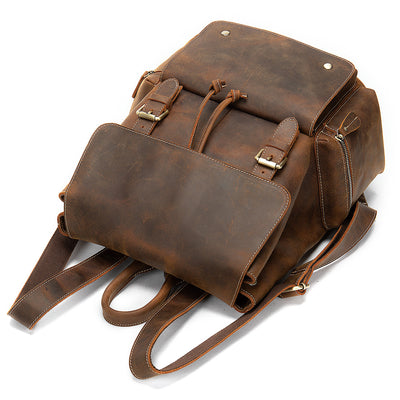 Mochila de Cuero Crazy Horse con Solapa - Image 4