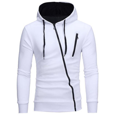 Sudadera con Capucha y Cierre Diagonal - Suéter Sólido para Hombre - Image 5