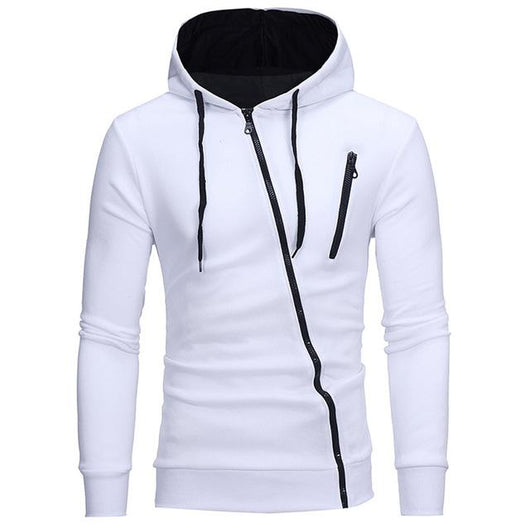 Sudadera con Capucha y Cierre Diagonal - Suéter Sólido para Hombre - Image 5