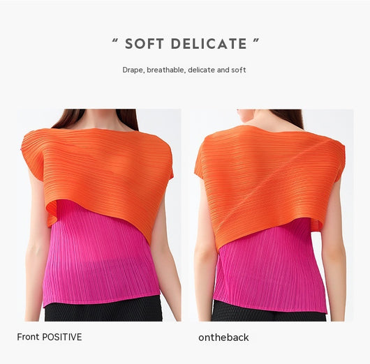 Blusa de Moda Asimétrica con Combinación de Colores para Primavera y Otoño - Image 22