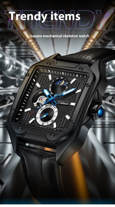 Reloj Mecánico Automático Cuadrado Impermeable con Diseño Calado para Hombre - Image 24