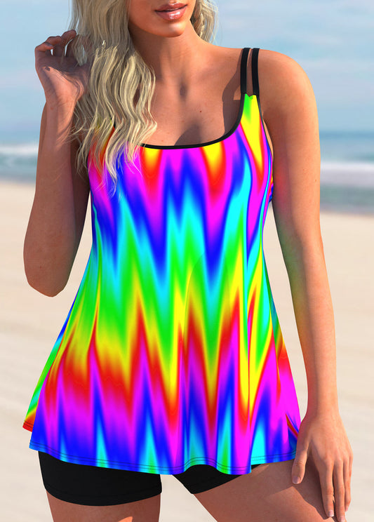 Traje de Baño Tankini Talla Grande con Abertura en Cintura
