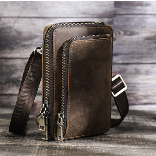 Bolsa Bandolera de Cuero Vintage para Hombre - Estilo Retro Casual