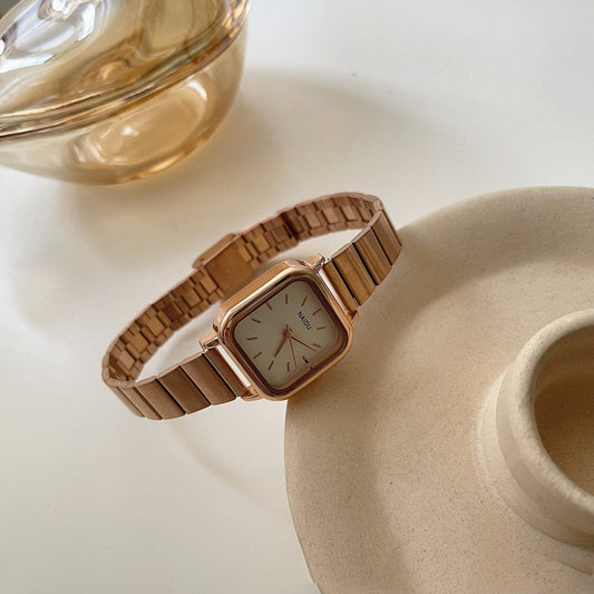 Reloj de Mujer con Correa de Bambú Plateado