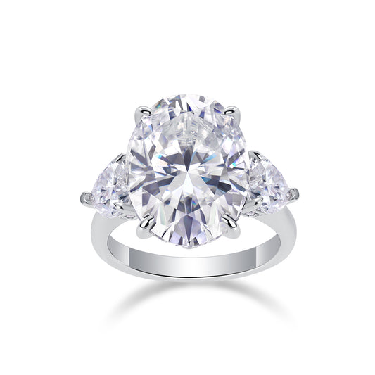 Juego de Anillos de Boda Soul Resonance - Moissanita Ovalada Premium en Plata S925 y Baño de Platino
