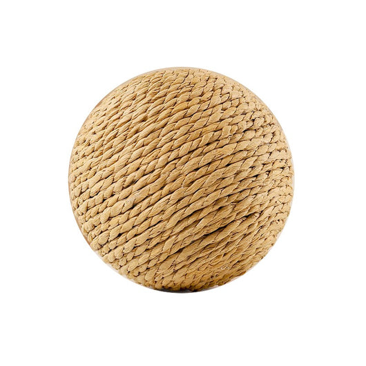 Oversized sisal ball cat toy in natural primary color, displayed on a light beige pedestal. - Image 5